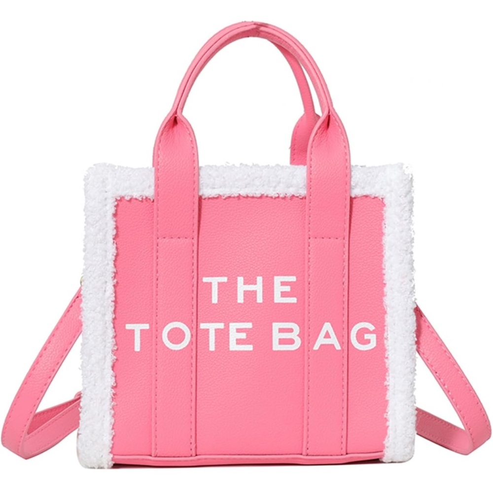 Mini Leather Tote Bag with Zipper Trendy Shoulder Crossbody Handbag